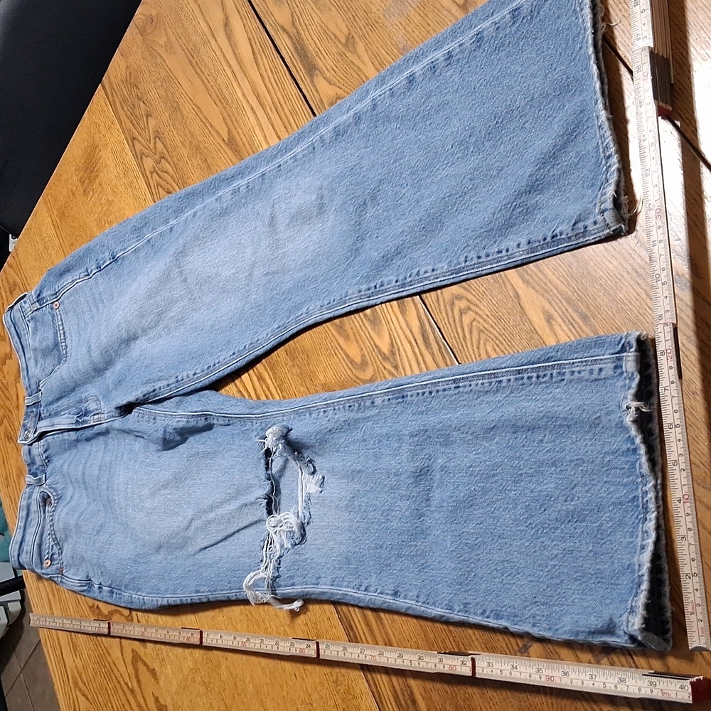AMERICAN EAGLE Jeans Womens 6 DENIM Highest Rise 90s Flare FLARED Ripped Used